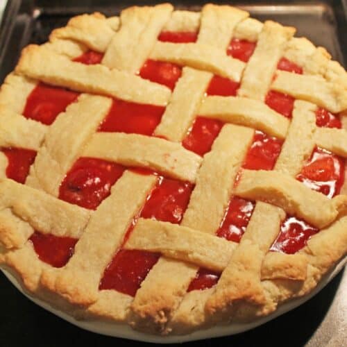 homemade strawberry lattice pie