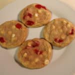 White Chocolate Chip and Maraschino Cherry Cookies - www.momwithcookies.com #cookies #recipe #maraschinocherry #whitechocolatechipcookies #dessert #baking