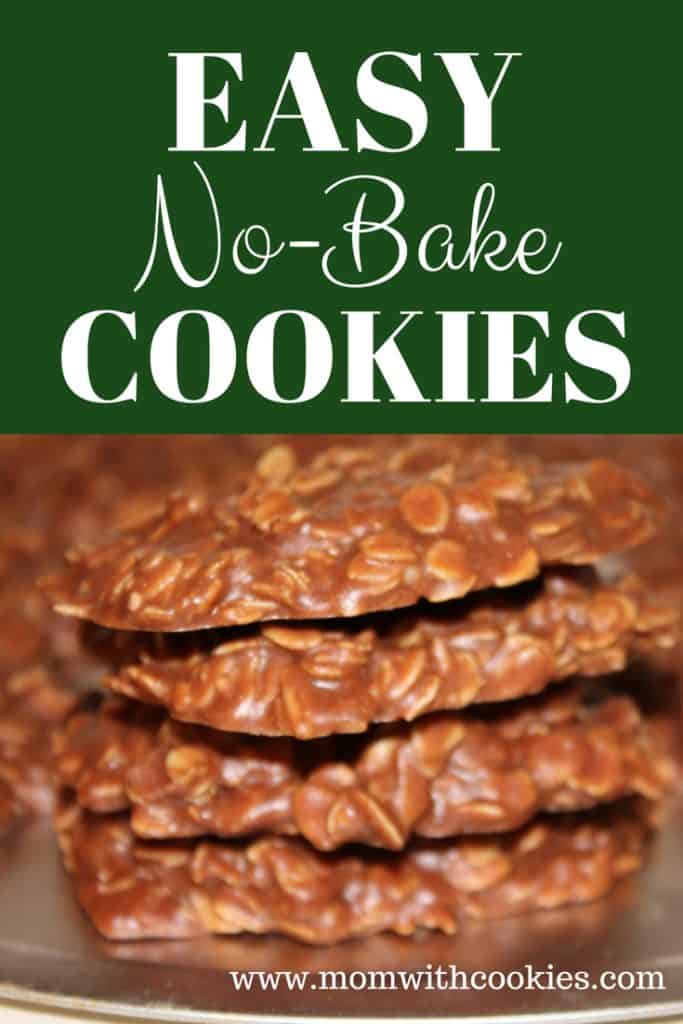 Easy no bake cookies - www.momwithcookies.com #nobakecookies #nobakecookiesrecipe #nobakecookieswithpeanutbutter #nobakecookieswithoats #easynobakecookies #recipes