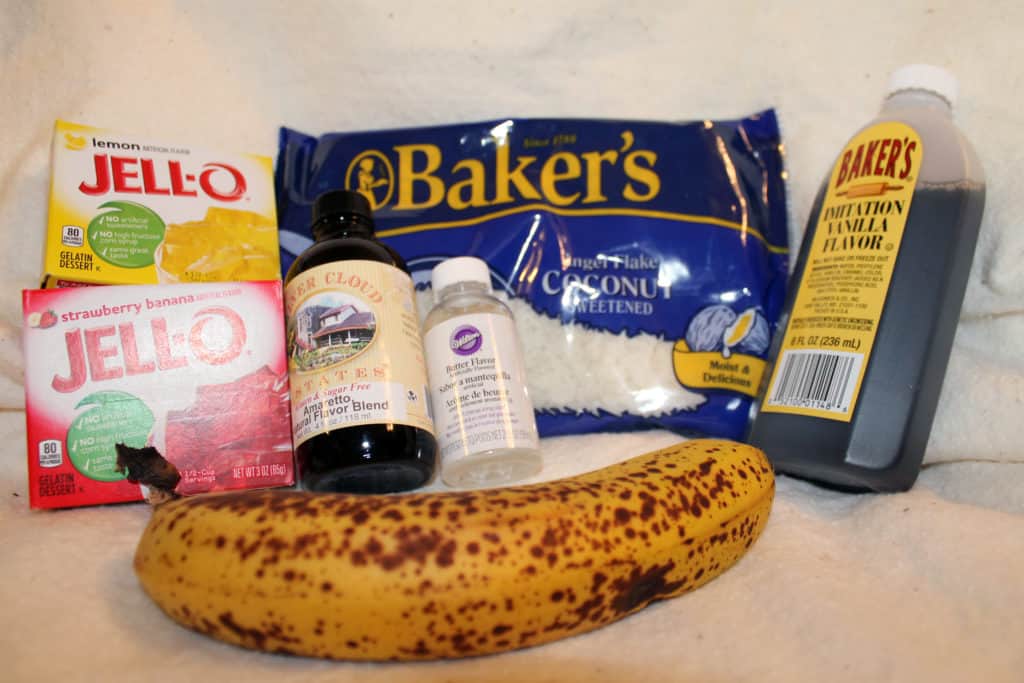 Other ingredients you can use to change the flavors of cake including jello, banana, coconut, vanilla, and amaretto.