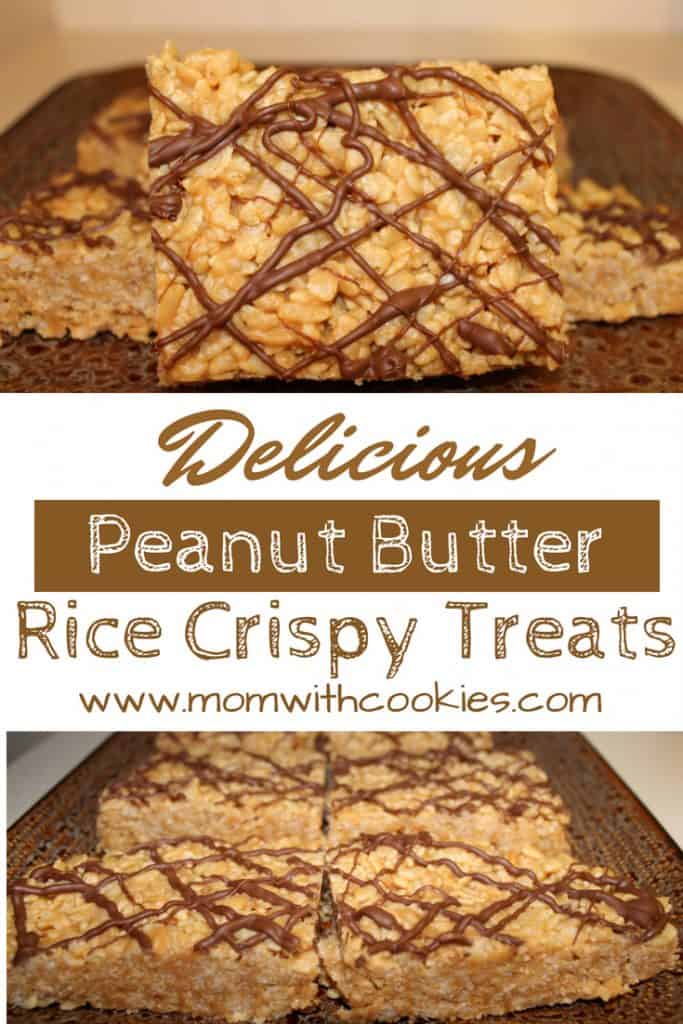 Peanut Butter Rice Crispy Treats - www.momwithcookies.com #peanutbutter #peanutbutterricecrispy #peanutbutterricecrispytreats #ricecrispytreats #ricecrispytreatswithpeanutbutter #recipeswithpeanutbutter #ricecrispytreatsrecipewithpeanutbutter #ricecrispytreatswithoutmarshmallows