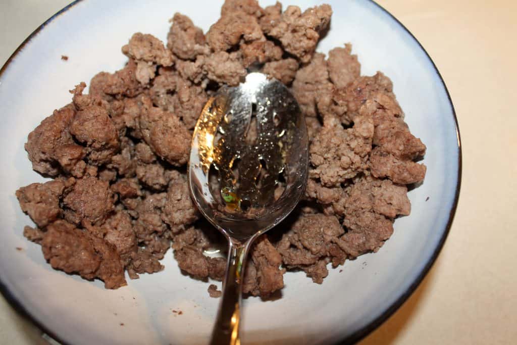 a bowl with cooked ground beef 