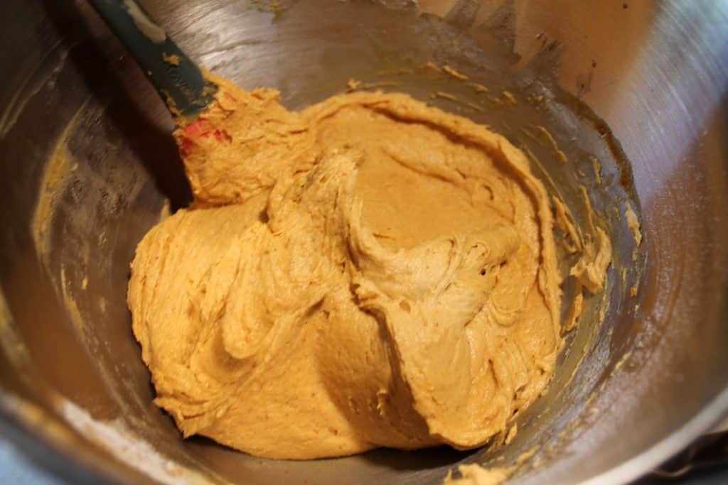 Thick pumpkin cookie batter.