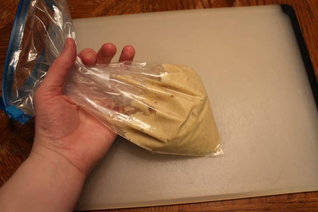 Brown butter icing in a ziploc bag to drizzle or pipe onto cookies.