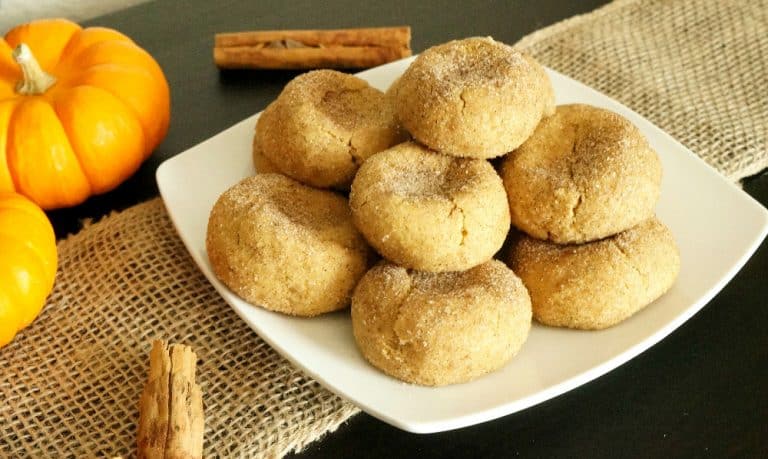 pumpkin snickerdoodle cookies on a plate