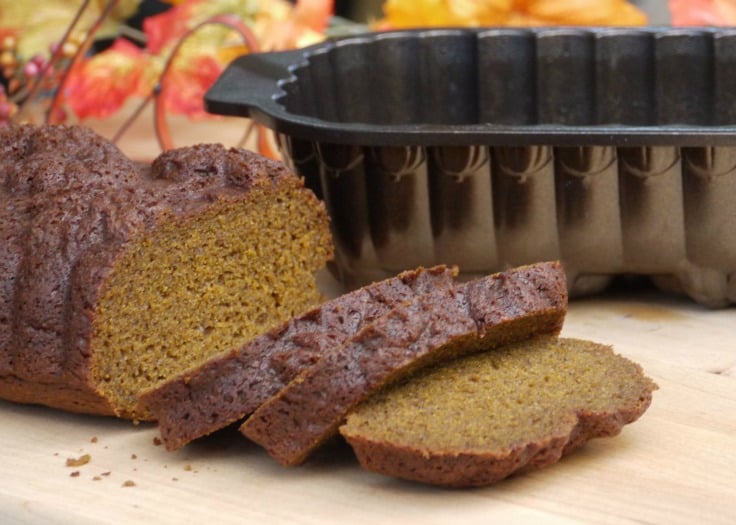 sliced pumpkin gingerbread loaf