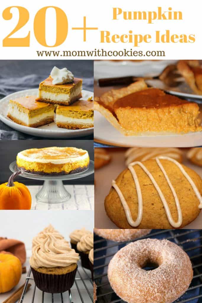 Pumpkin Recipes to make this fall - www.momwithcookies.com #pumpkin #pumpkinrecipes #pumpkinrecipe #pumpkinrecipesroundup #rounduppumpkinrecipes #fallrecipes #fallrecipesroundup #pumpkinspice #pumpkinspicerecipes #pumpkinspicerecipesroundup