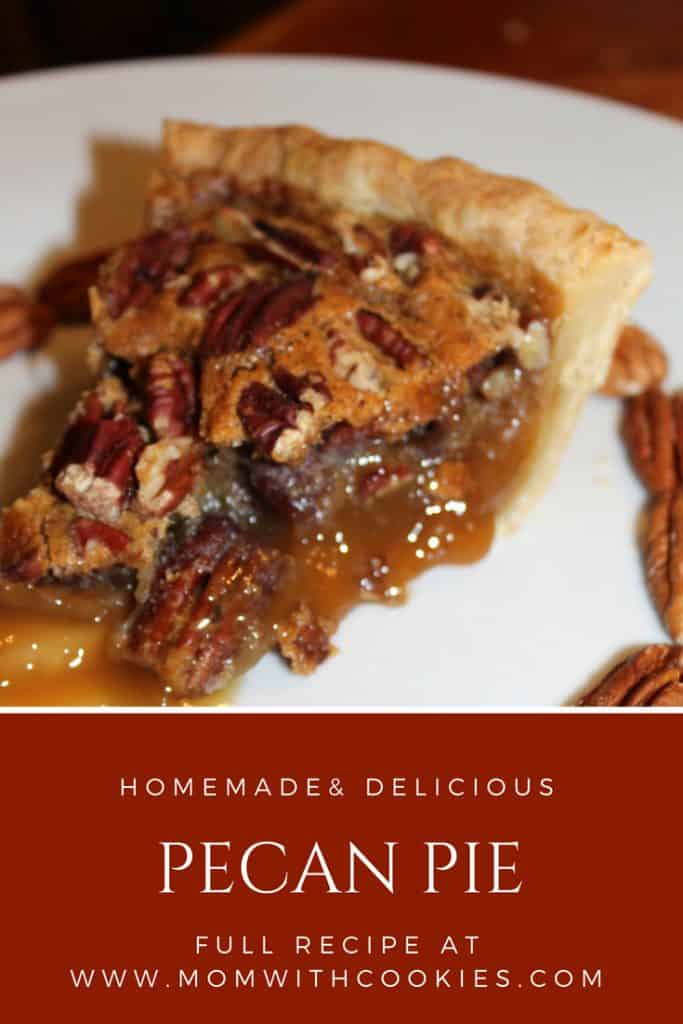 The Best Pecan Pie Recipe - www.momwithcookies.com #pecanpie #pecanpierecipe #southernpecanpie #pecanpiedarkcornsyrup #pecanpiebrownsugar #pecanpiebutter #pecanpiethanksgiving #easypecanpie #recipeswithpecans #bestpecanpie #homemadepecanpie