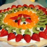 Decorated fruit pizza finished.