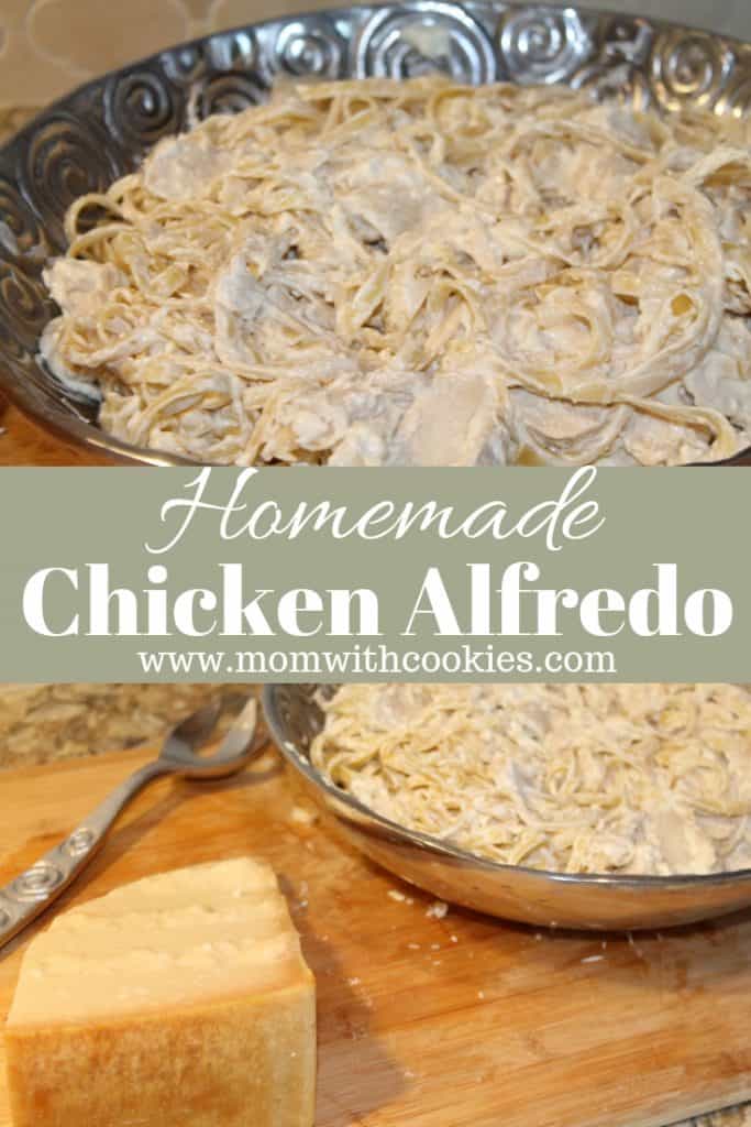 Homemade Chicken Alfredo - www.momwithcookies.com #chickenalfredo #homemadechickenalfredo #alfredosaucce #chickenalfredosauce #easychickenalfredo #ParmesanAmbassador #ParmigianoReggiano #cheese
