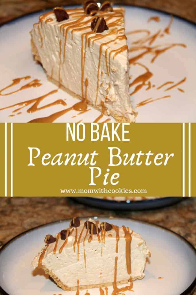 No Bake Peanut Butter Pie - www.momwithcookies.com #peanutbutterpie #nobakerecipes #nobakepeanutbutterpie