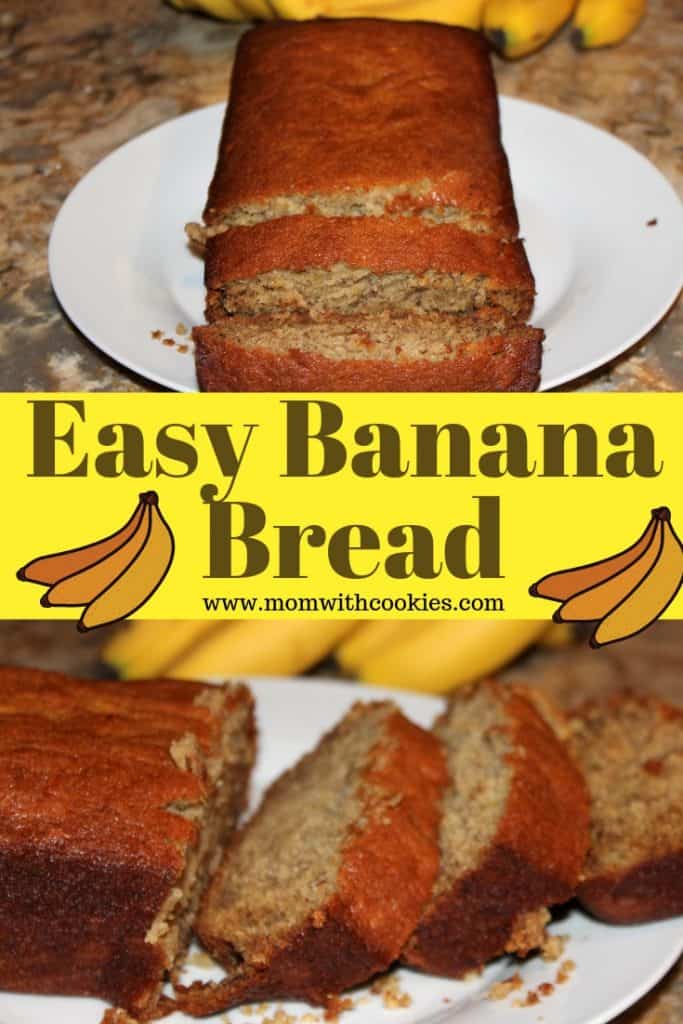 Easy Banana Bread Recipe - www.momwithcookies.com #bananabread #easybananabread