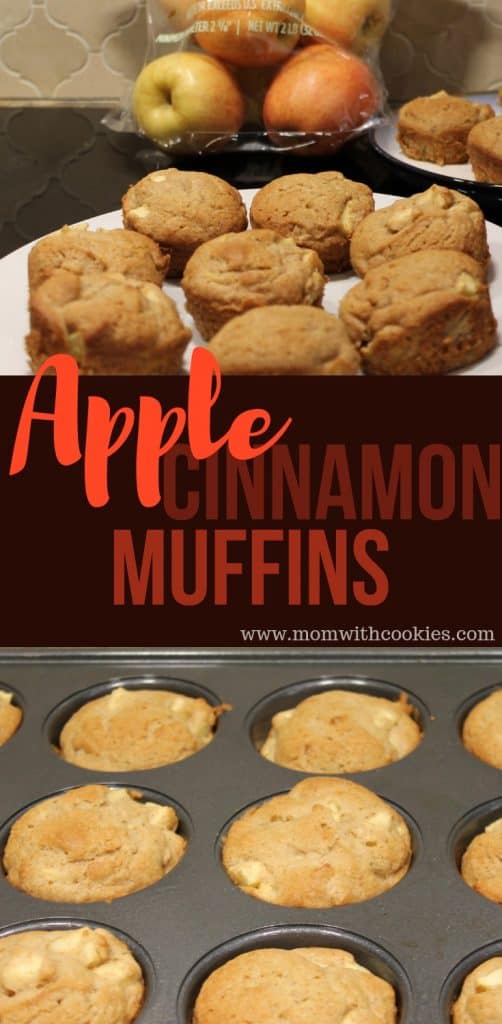 homemade cinnamon apple muffins with text overlay that reads apple cinnamon muffins