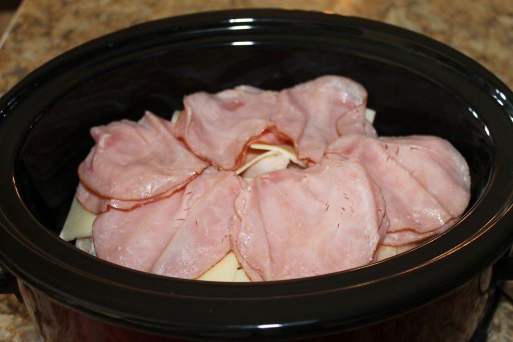 deli ham on top of swiss cheese