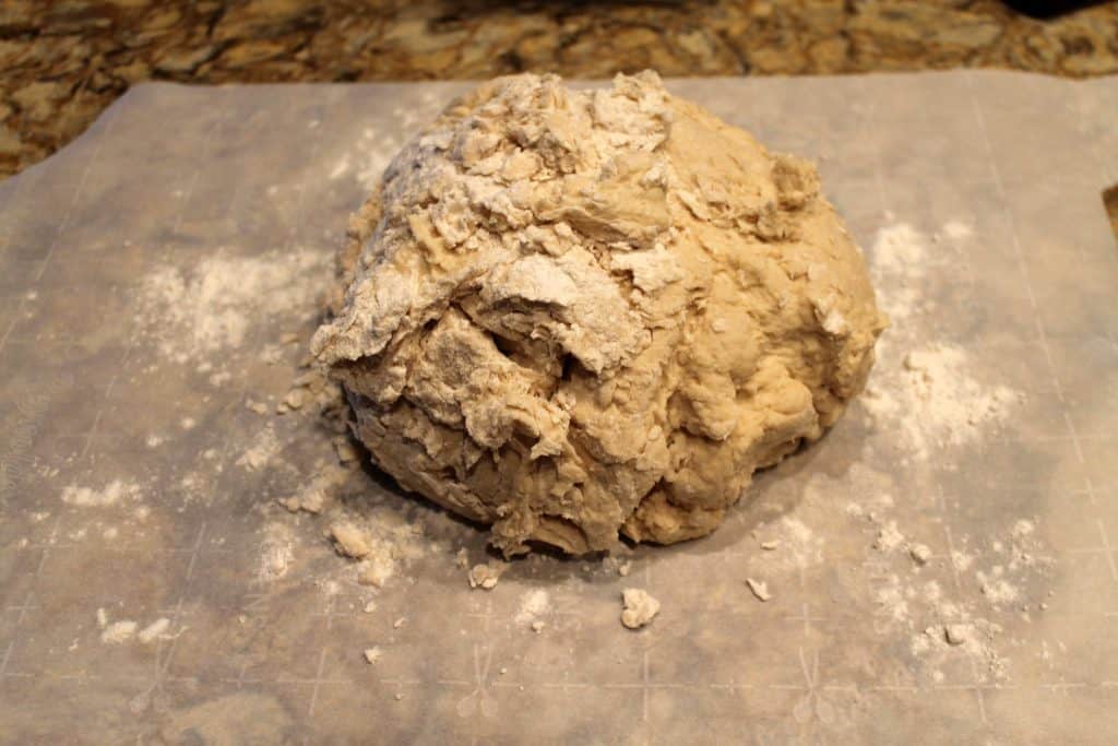 Bierock dough on floured surface