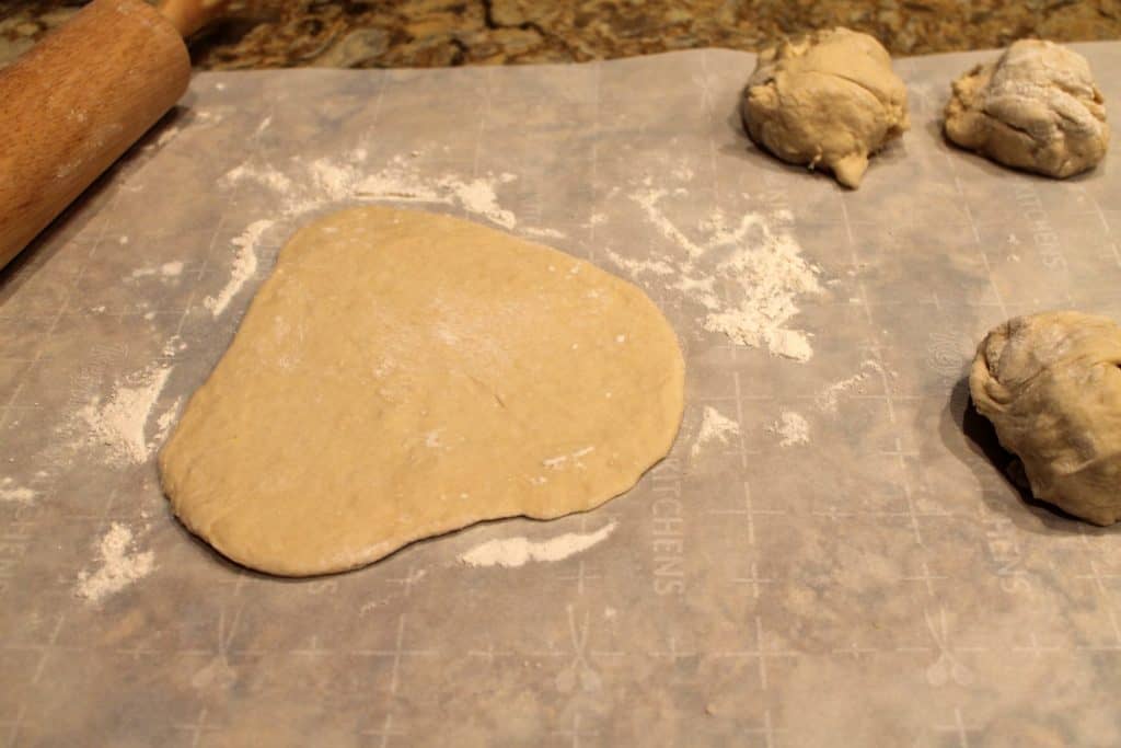 Rolling out bierock dough