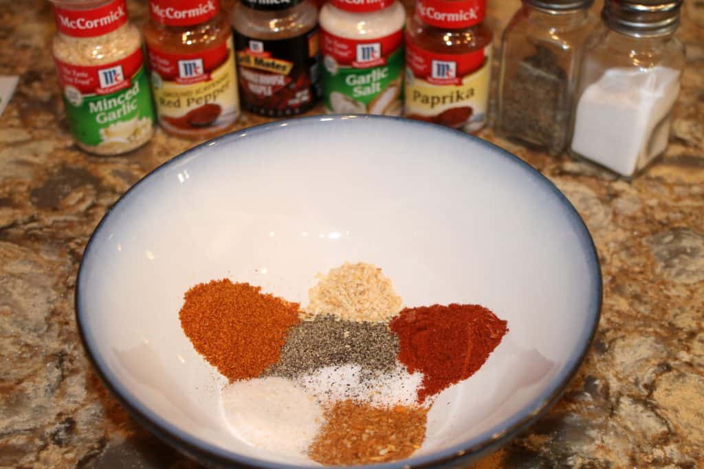 Seasonings for the brisket rub combined into a bowl