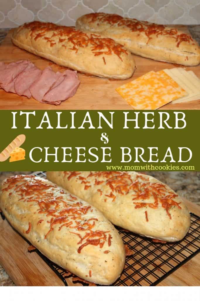 Italian Herbs and Cheese Bread - www.momwithcookies.com #bread #italianbread #italianherbsandcheese