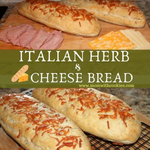 collage of homemade Italian herb and cheese bread