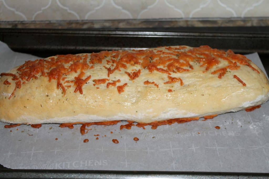 Baked italian herb and cheese bread.
