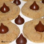 four peanut butter blossoms with extra hershey chocolate kisses