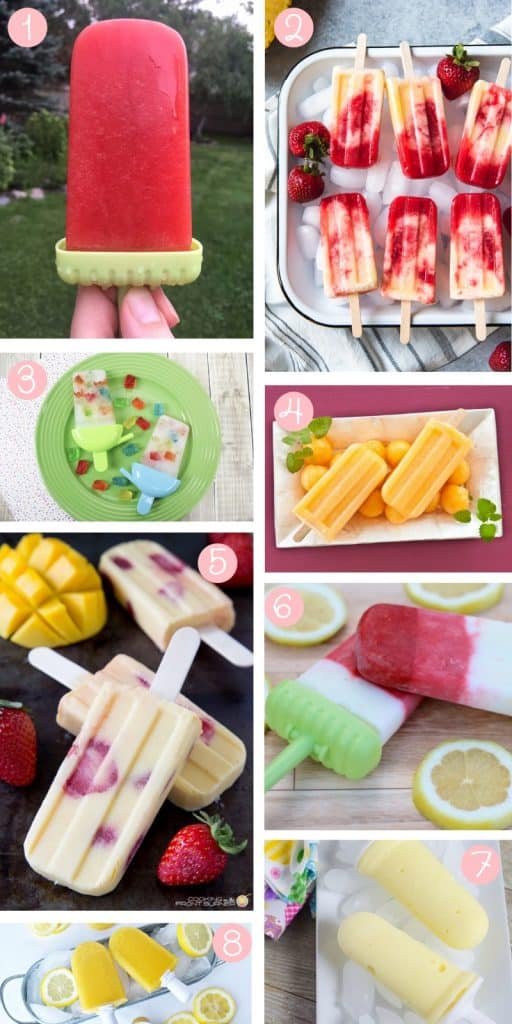 8 different popsicles in a collage