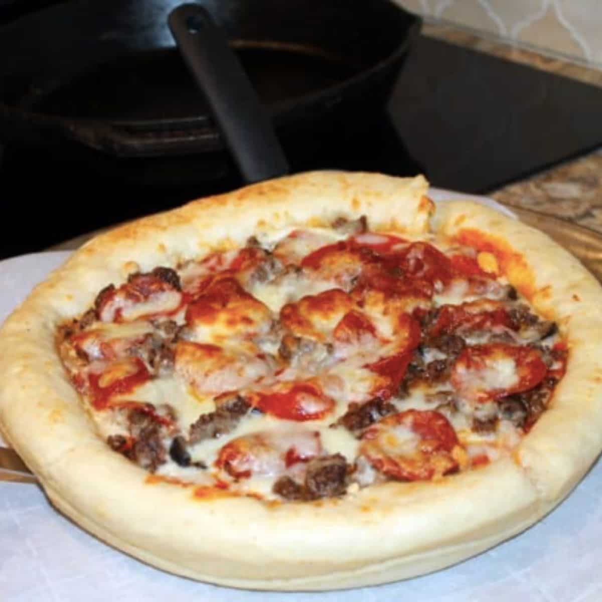 Cast Iron Skillet Pizza {Deep Dish} - The Seasoned Mom