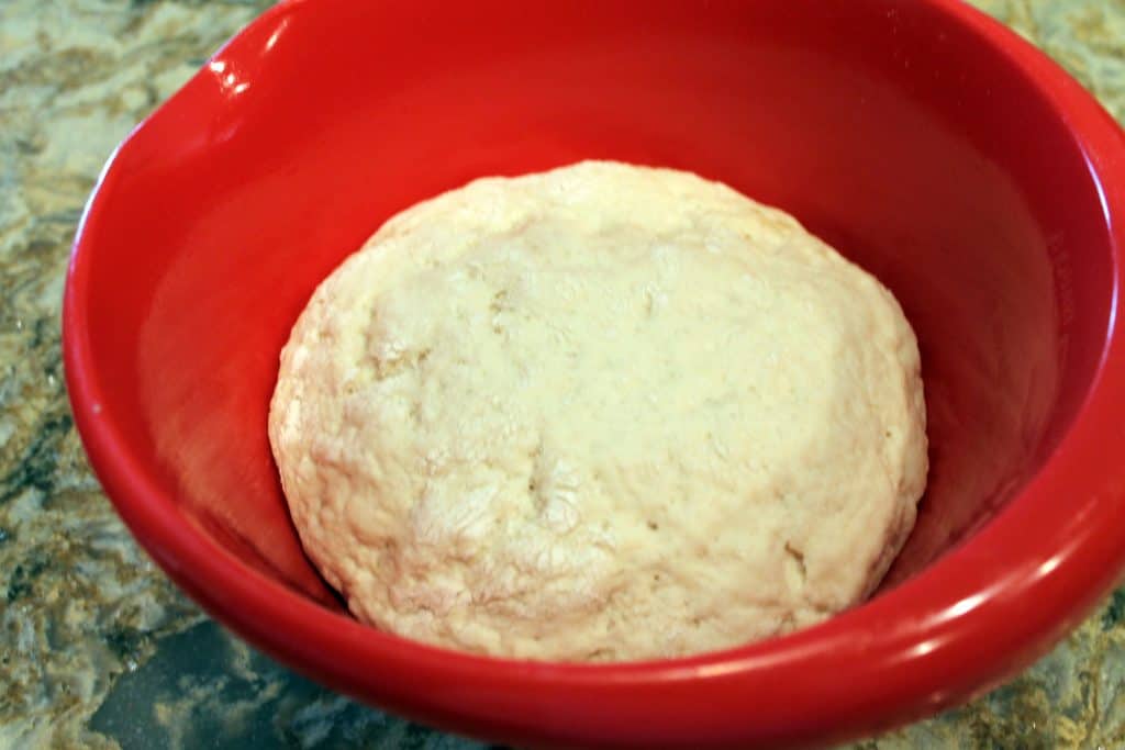 Pizza dough risen after 45 minutes.