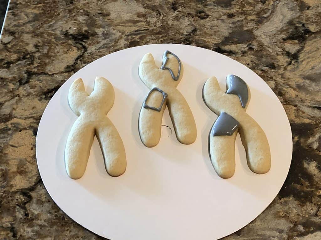 The first step to decorating the pliers cookies.