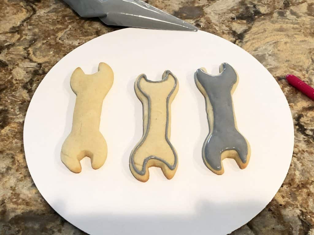 Decorating wrench shaped cookies