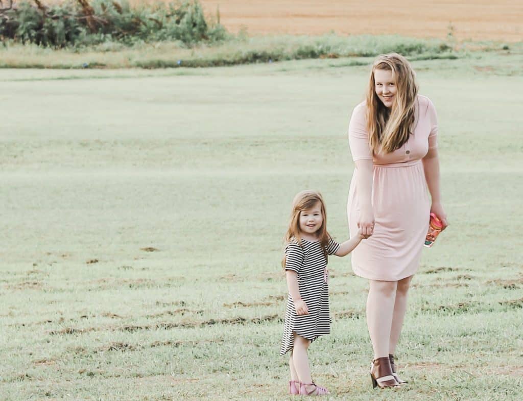 mother and daughter doing a review of pinkblush dresses