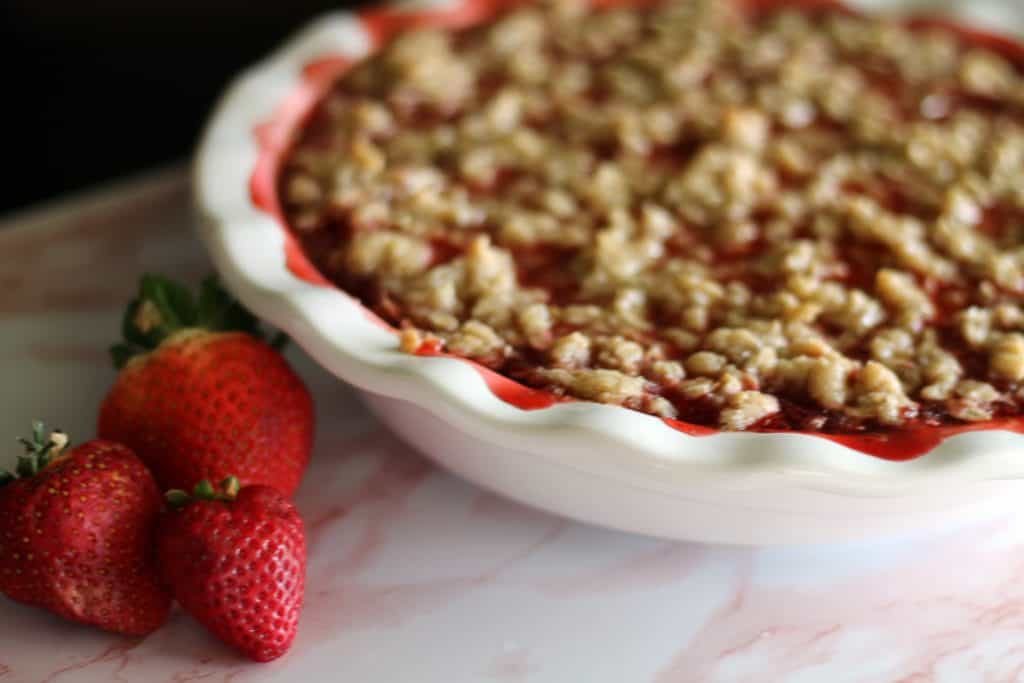 Finished strawberry crisp dessert