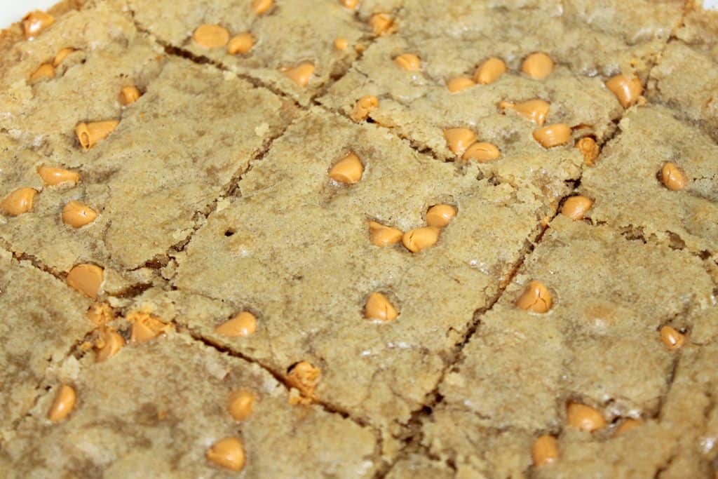 butterscotch blondies cut into bars