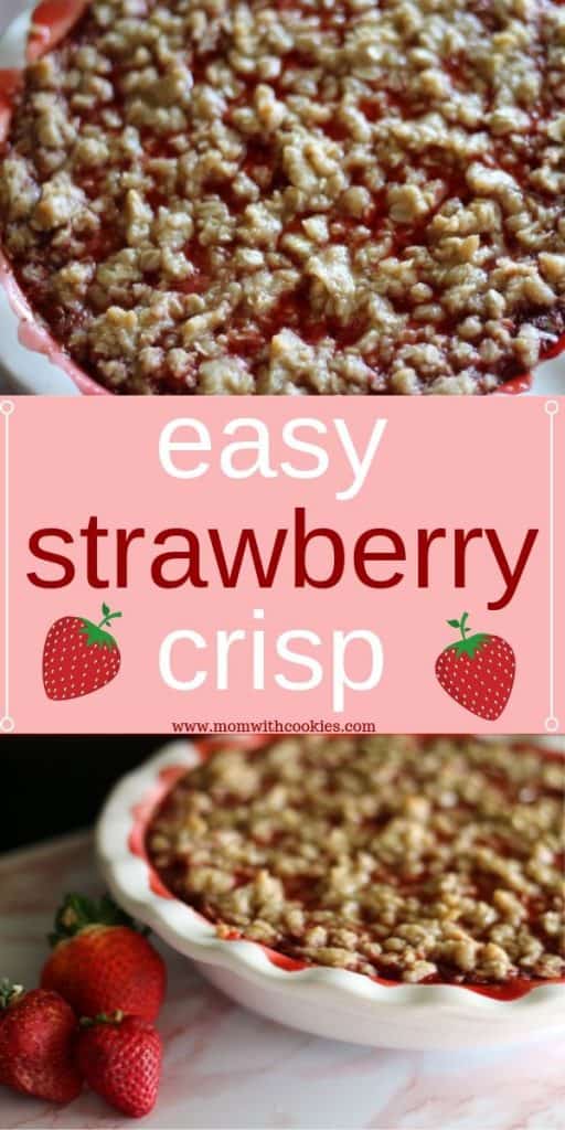 Collage of the easy strawberry crisp recipe.