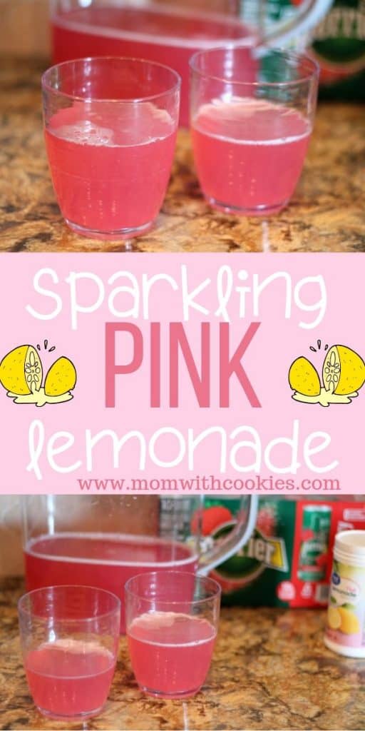 Sparkling pink lemonade in glasses with straws and without