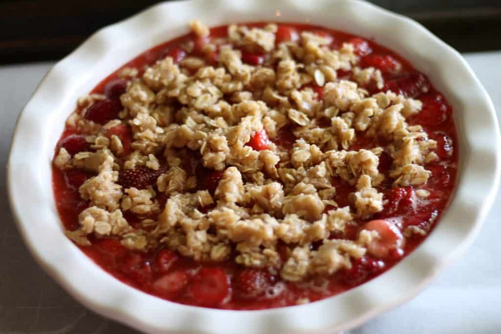 crumble topping added to the strawberry crisp