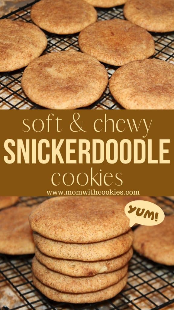 collage of snickerdoodle cookies with cinnamon and sugar topping