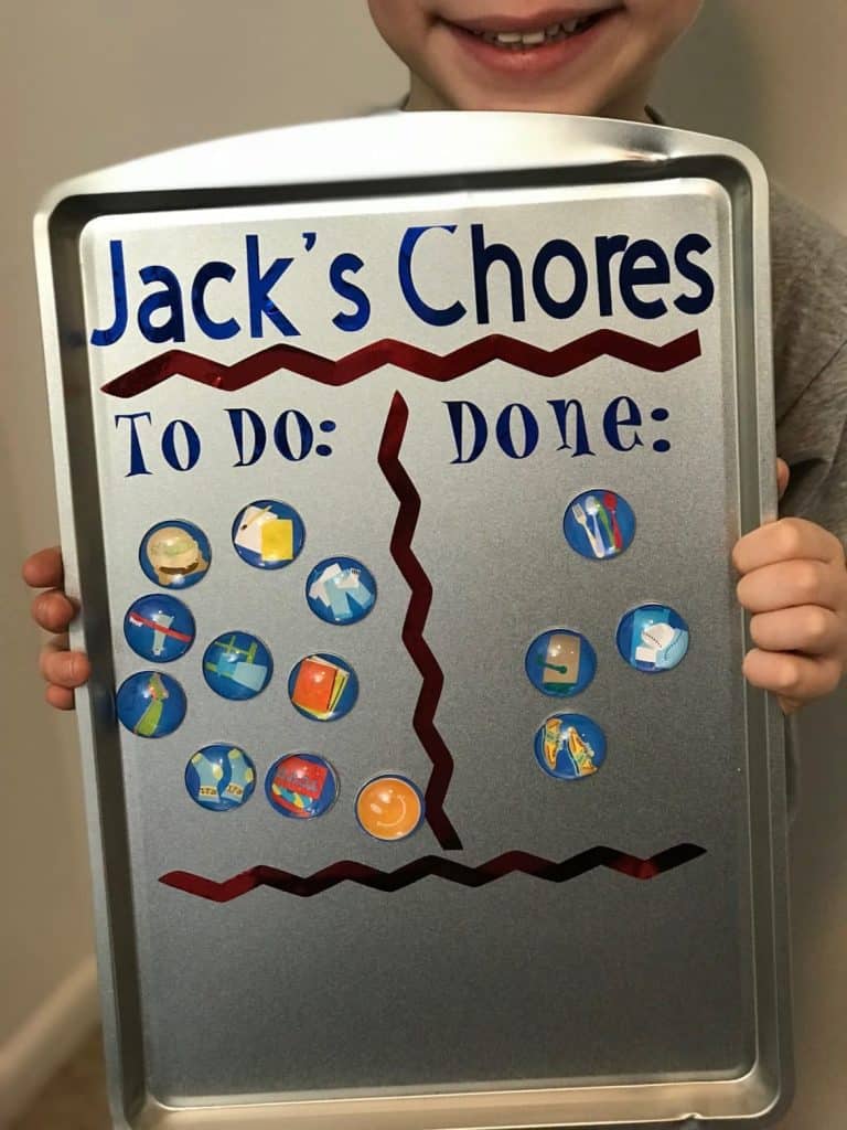 clarks condensed diy chore chart a DIY chore chart made with a cookie sheet and a cricut