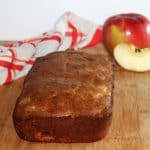 finished apple bread on a wodden cutting board