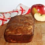 finished apple bread on a wodden cutting board