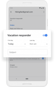 creen shot of gmail feature vacation auto reply