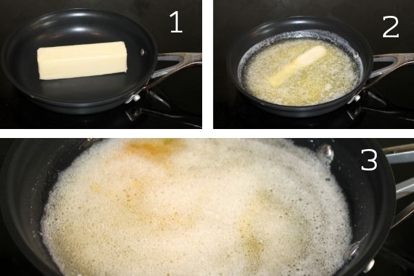 collage of images on how to make brown butter