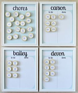framed DIY chore charts that are magnetic