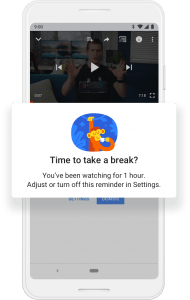 screen shot of YouTube's take a break reminder