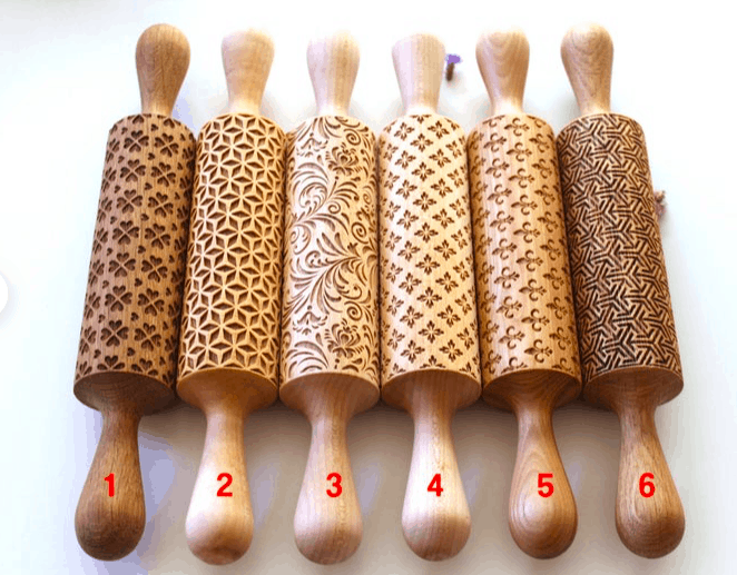 set of 5 embossing rolling pins available on etsy