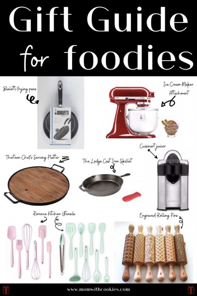 A collage of the different gifts on this foodie gift guide