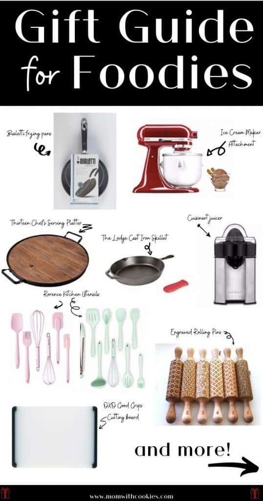 a collage of gift ideas for people who like to cook