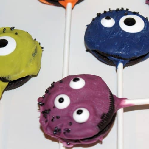 monster oreo cookies on wax paper