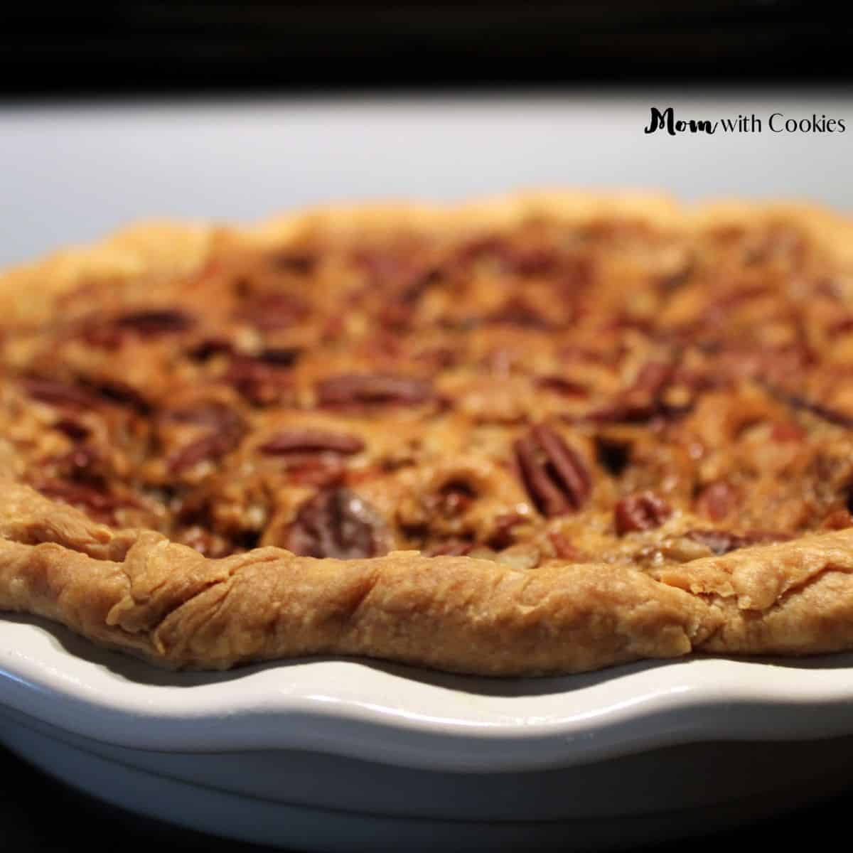 a pecan pie cooling after baked