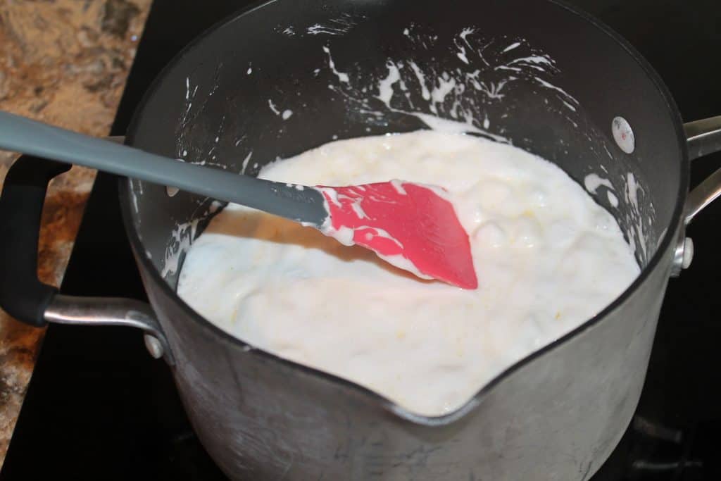 butter and marshmallow melted in a sauce pan